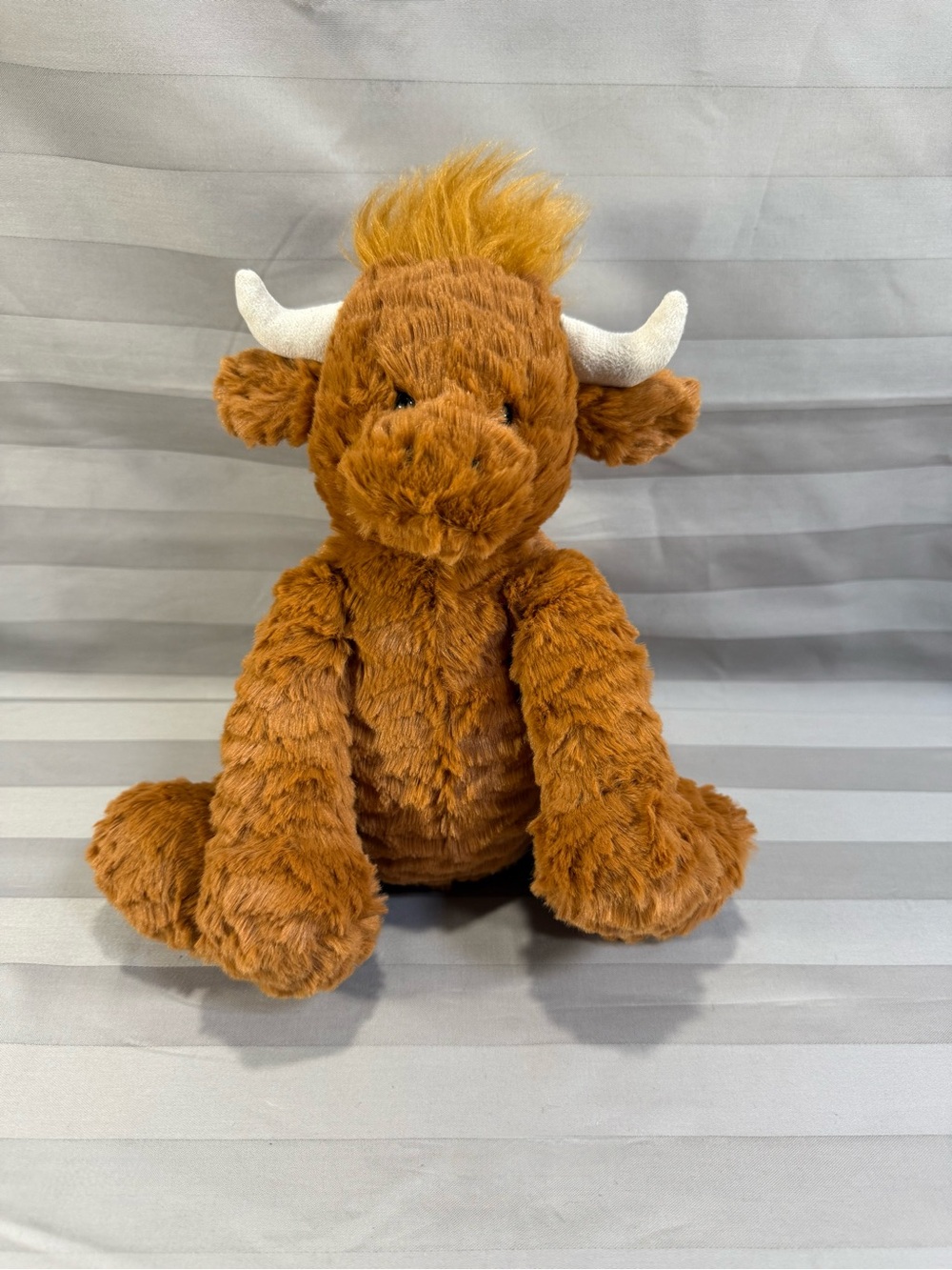 Jellycat Rust Brown Highland Cow Plush with Cream Horns